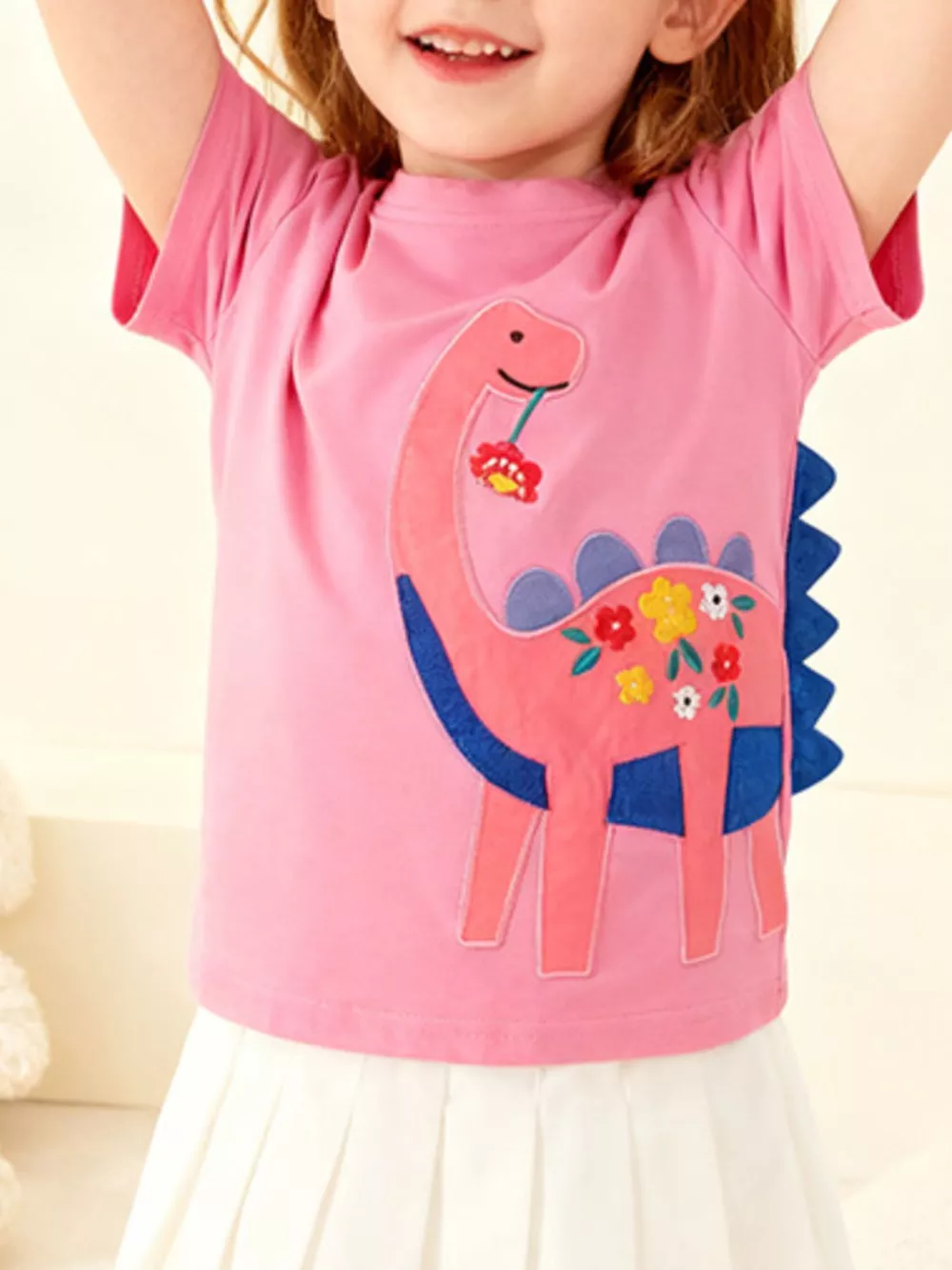 Children's Dinosaur Embroidered Short Sleeve T-Shirt