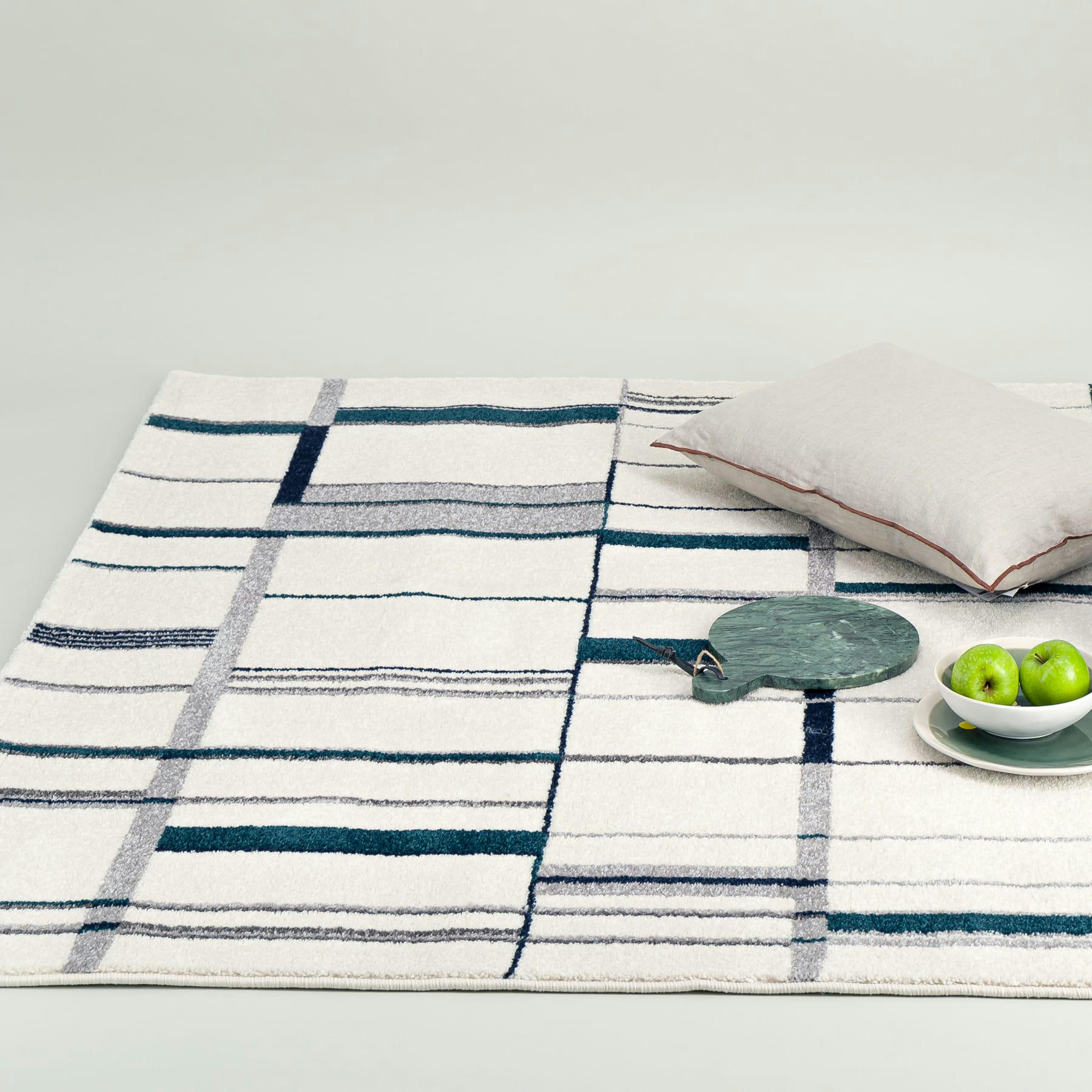 ROARING TWENTIES - Tapis style scandinave graphique bleu 160x160, OEKO-TEX®