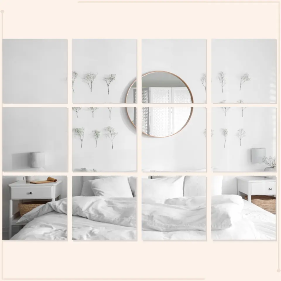 MISOU Plakspiegel 12 stuks 20x20cm Deurspiegel hangend Zelfklevende spiegel W...