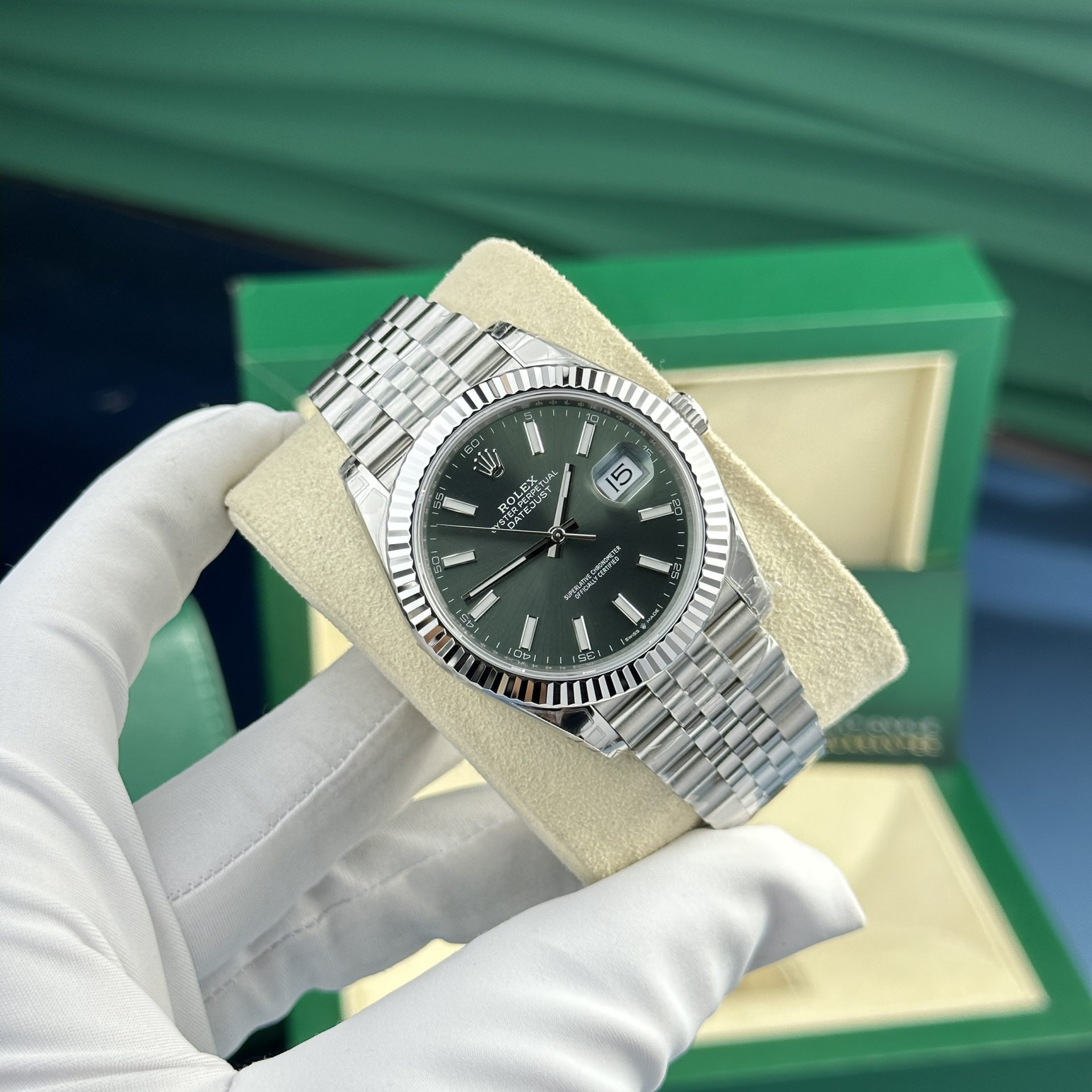 Rolex Datejust 126334 904L Steel Green Dial 41mm Jub Super Clone
