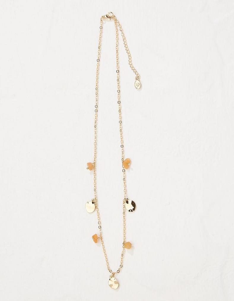 Stone And Disc Necklace