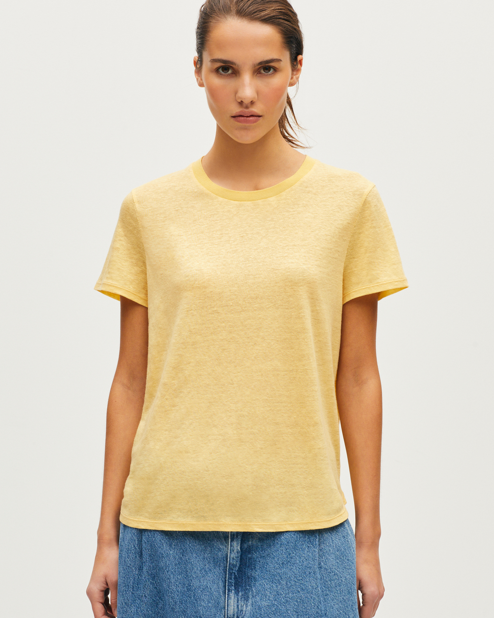 T-shirt col rond en lin