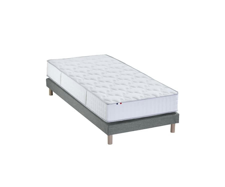 ENSEMBLE ODYSSEE - Ensemble matelas ressort mémoire forme sommier noir 90x190