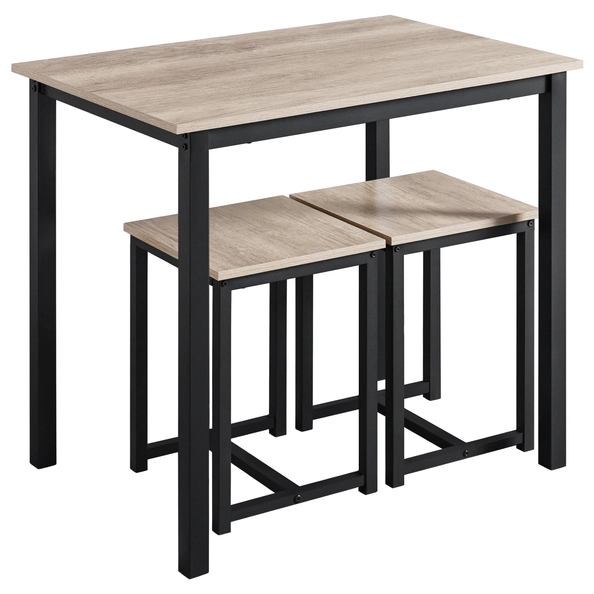 Yaheetech Industrial 3-Piece Dining Table Set w/ 2 Stools for Kitchen