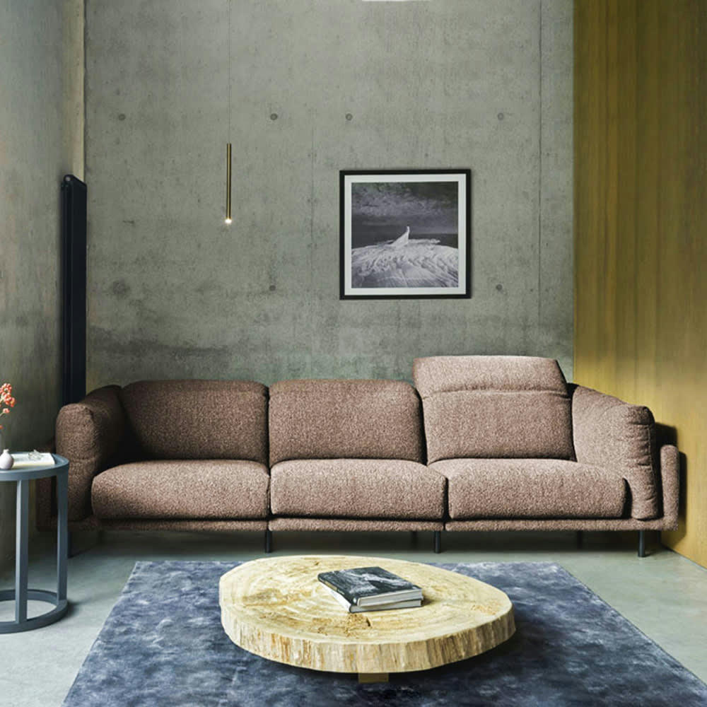 - Canapé 4 places droit tissu taupe