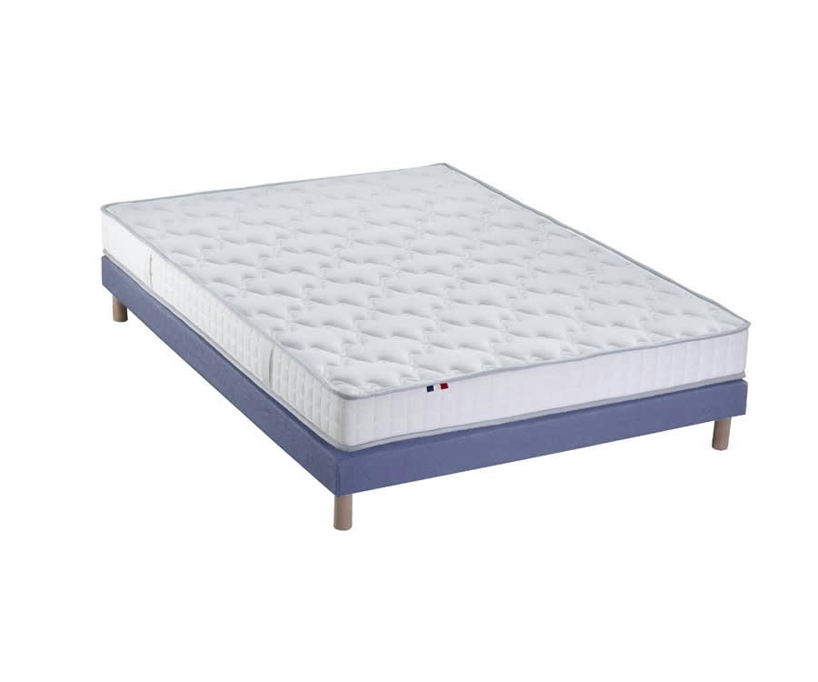 ENSEMBLE ORIGINEL - Ensemble matelas 100% latex5 zones sommier bleu 140x190
