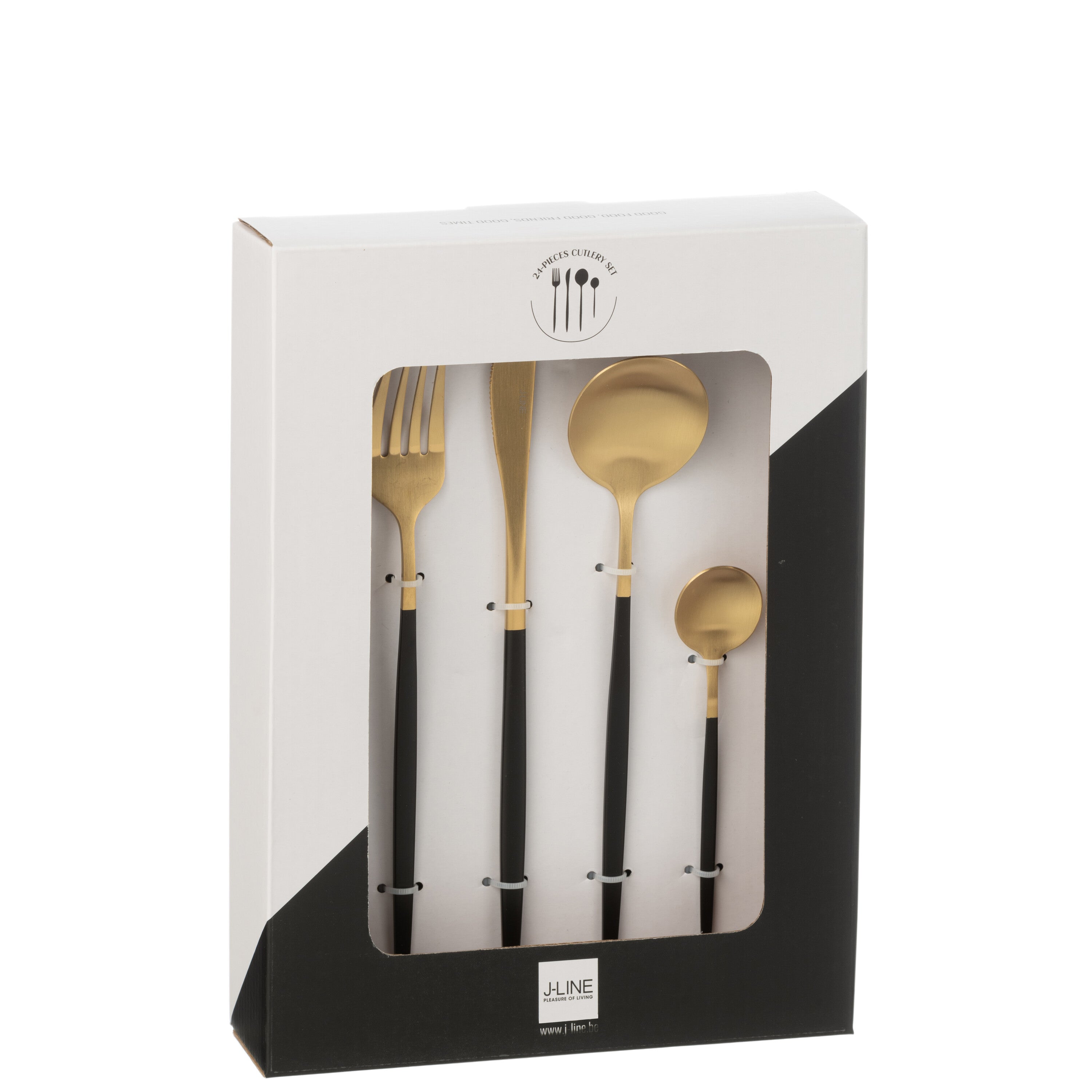 J-Line bestek - roestvrij staal - goud zwart - box van 24 st