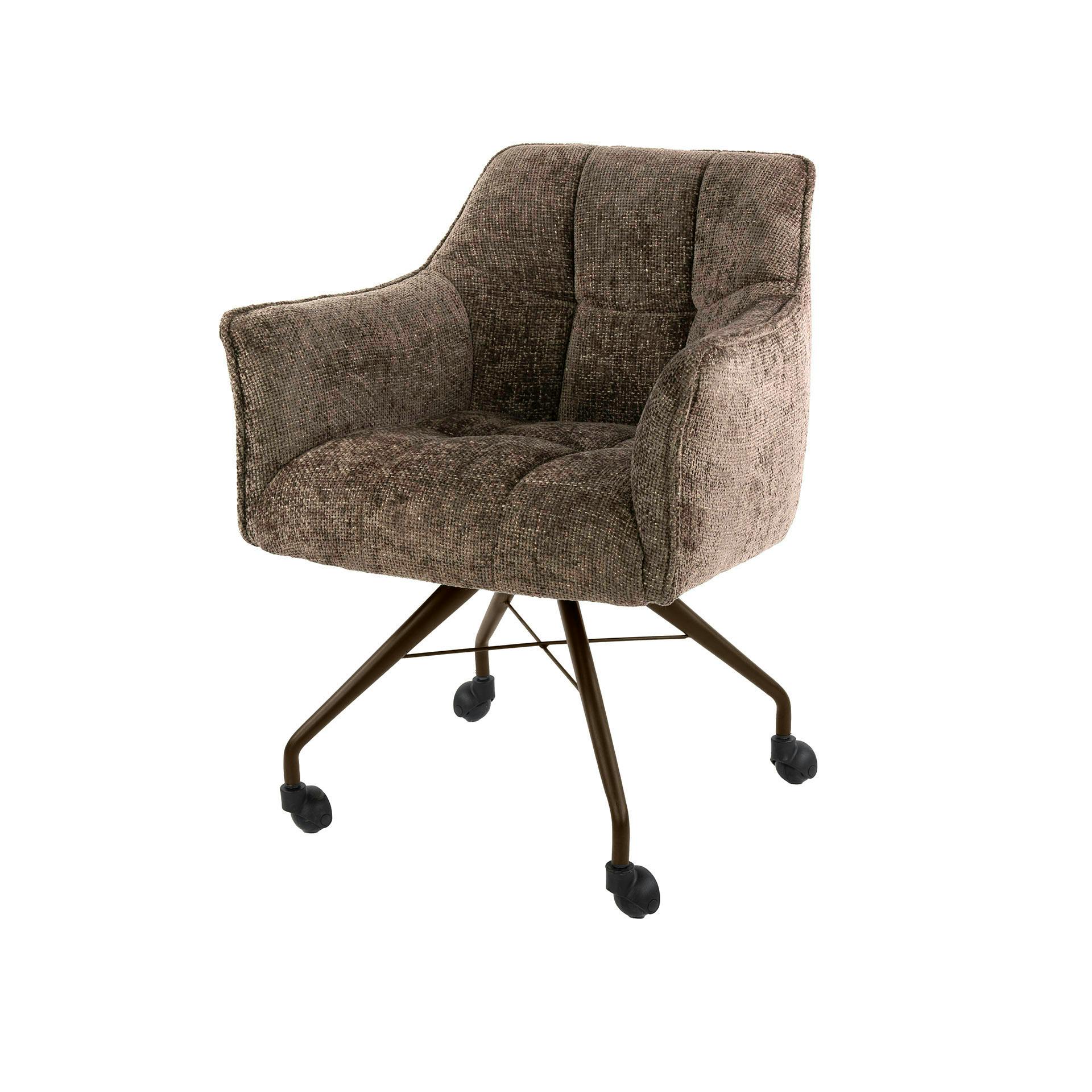 Chaise à roulettes taupe pied bronze (lot de 2) MELBOURNE