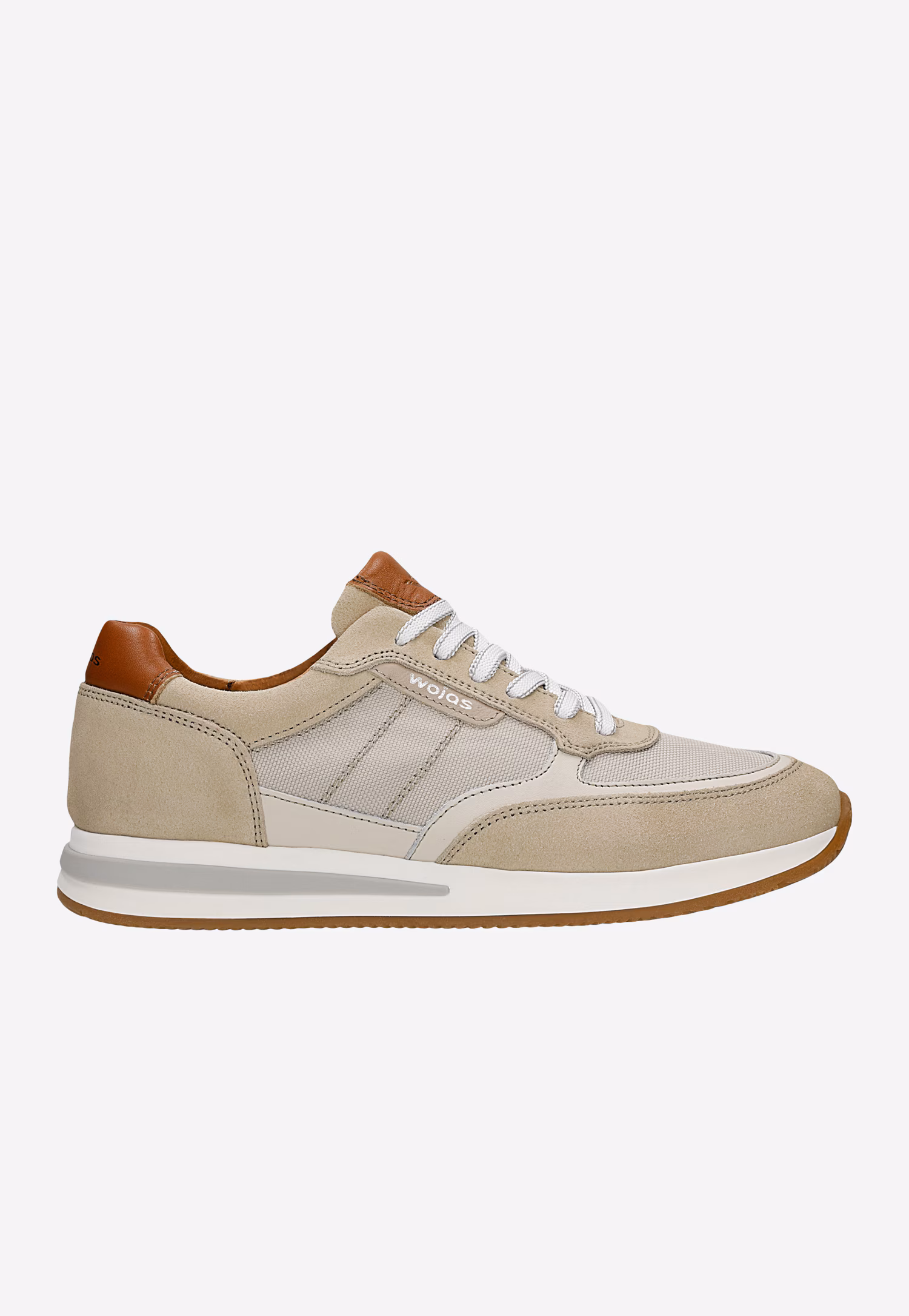 Beżowe męskie sneakersy z brązowymi wstawkami