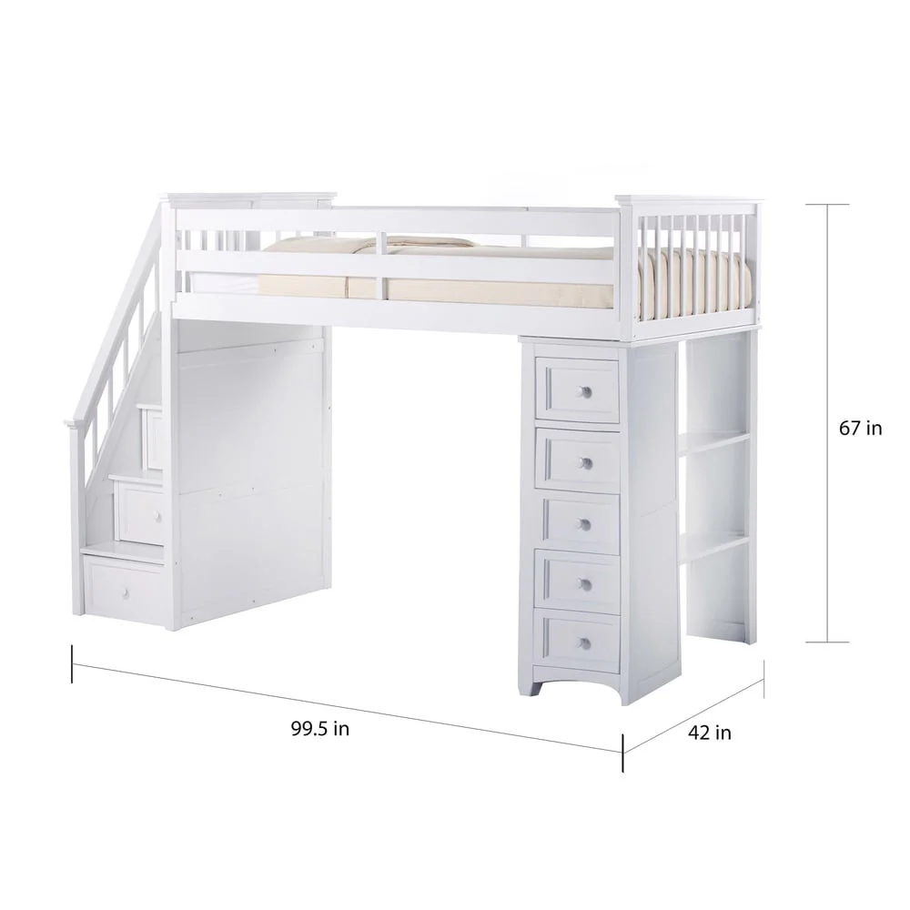 School House Stair Loft w/Chest End White