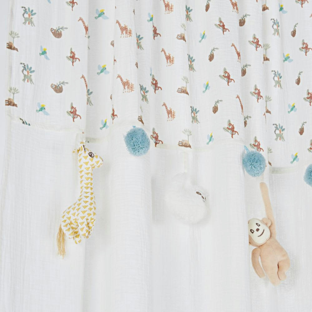 - Rideau à l'unité en gaze de coton imprimé avec animaux suspendus 110x250