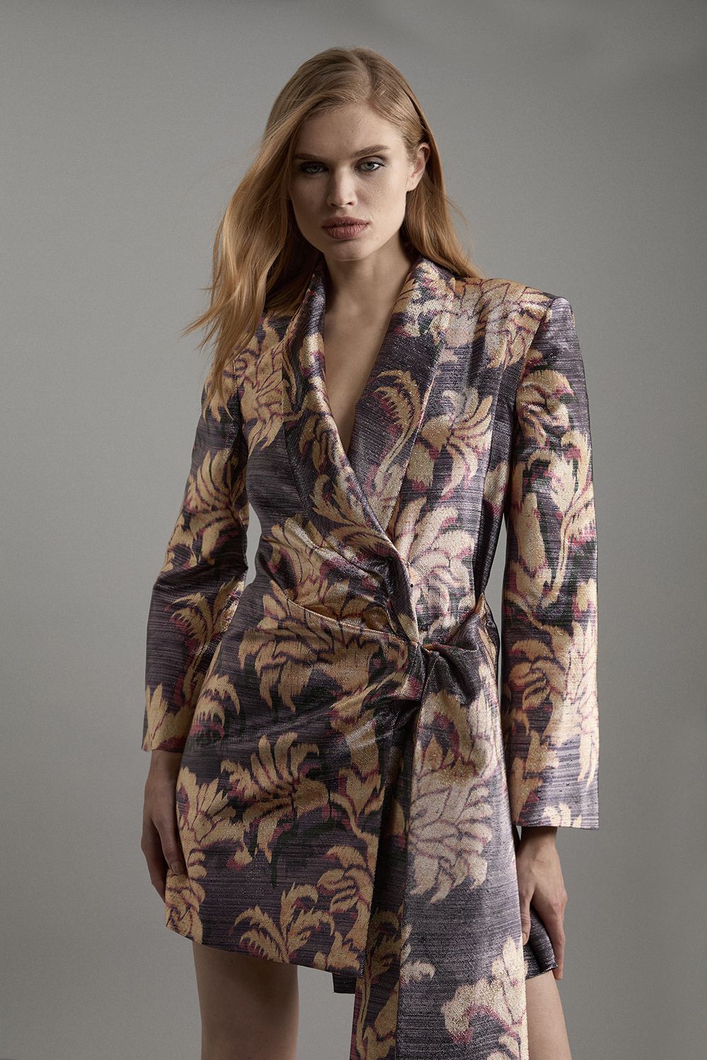 KarenMillen Metallic Floral Tailored Blazer Mini Dress