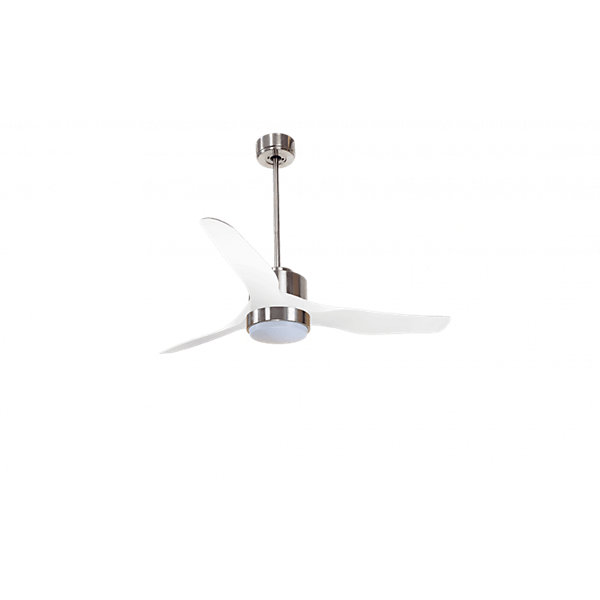 Modulo Regular Exterior - un ventilateur pour extérieur IP44, DC 127 cm Chrome pales abs blanc Lumière dimmable 20 à 30 m²