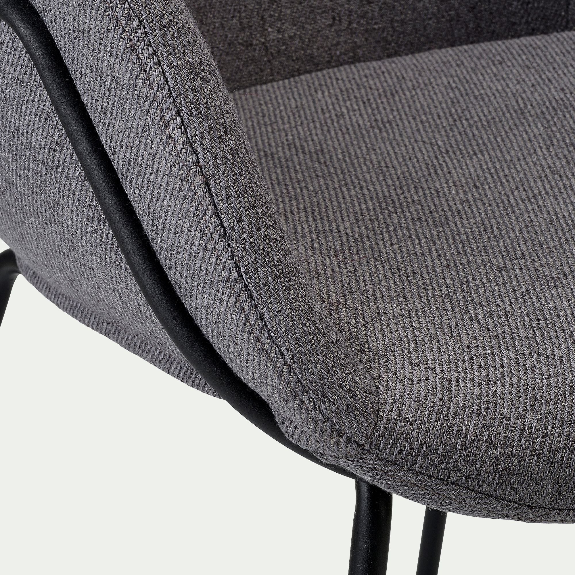 CHLOE - Chaise en tissu avec accoudoirs - gris ardoise