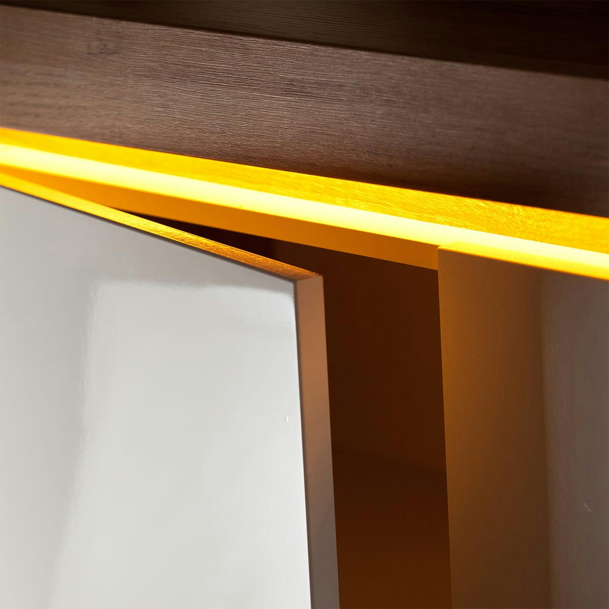 - Meuble TV 1 porte 1 tiroir 159 cm panneaux stratifiés blanc et naturel