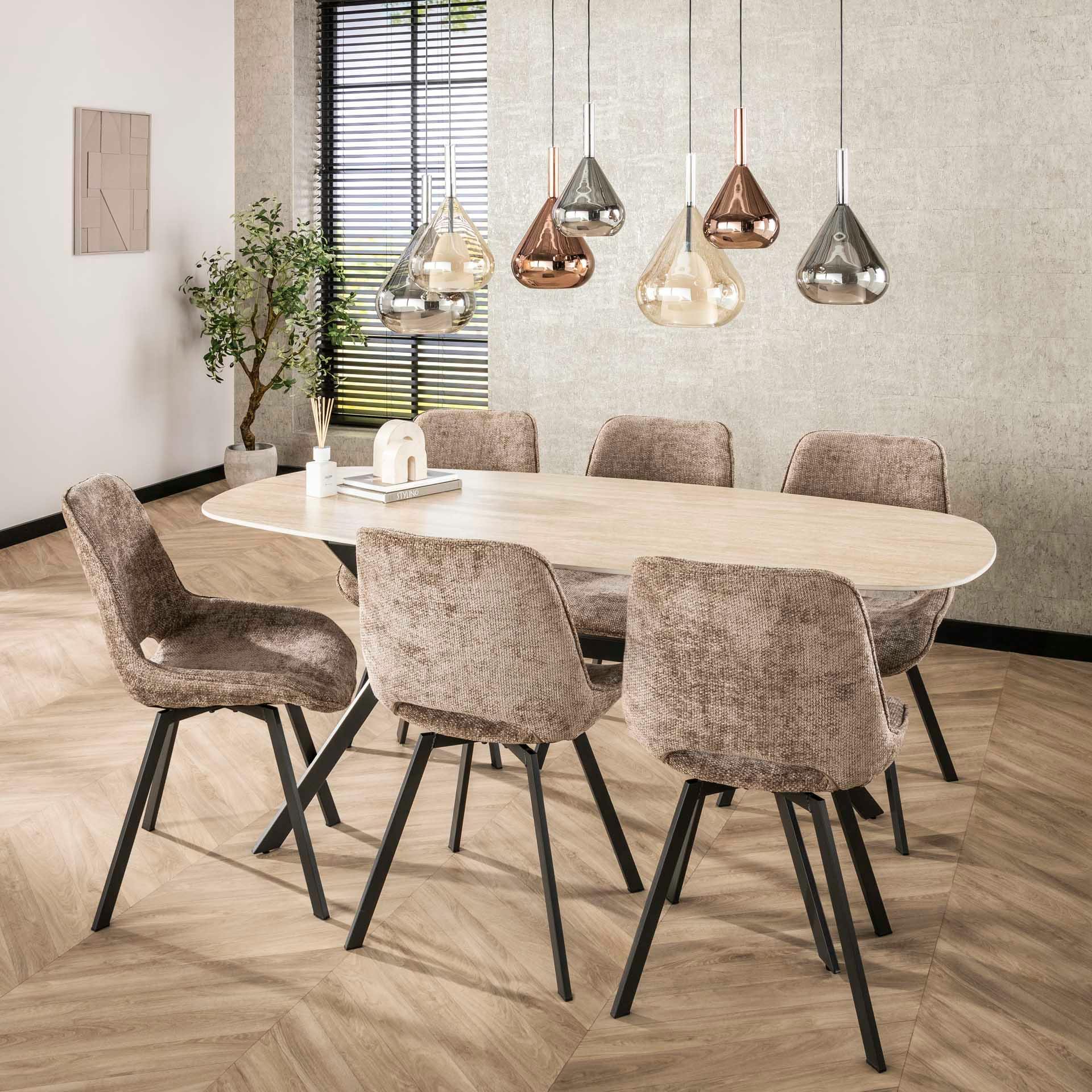 Chaise pivotante confort – grège, dos ajouré (lot de 2) ASCOLI