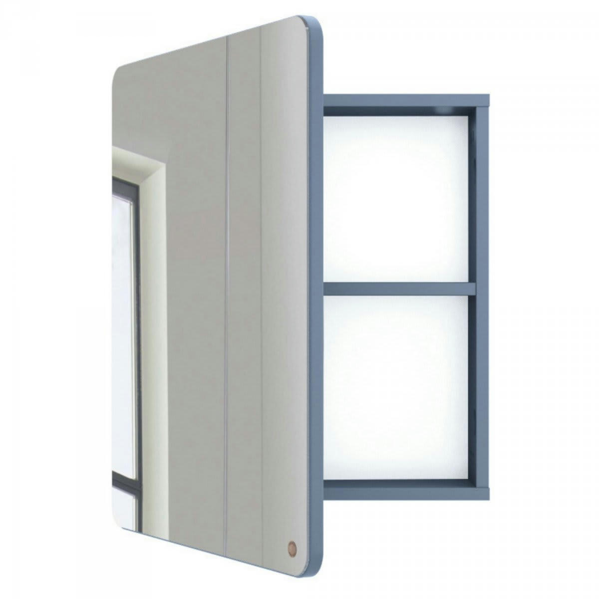 ATOLE - Miroir de salle de bain avec placard en bois bleu