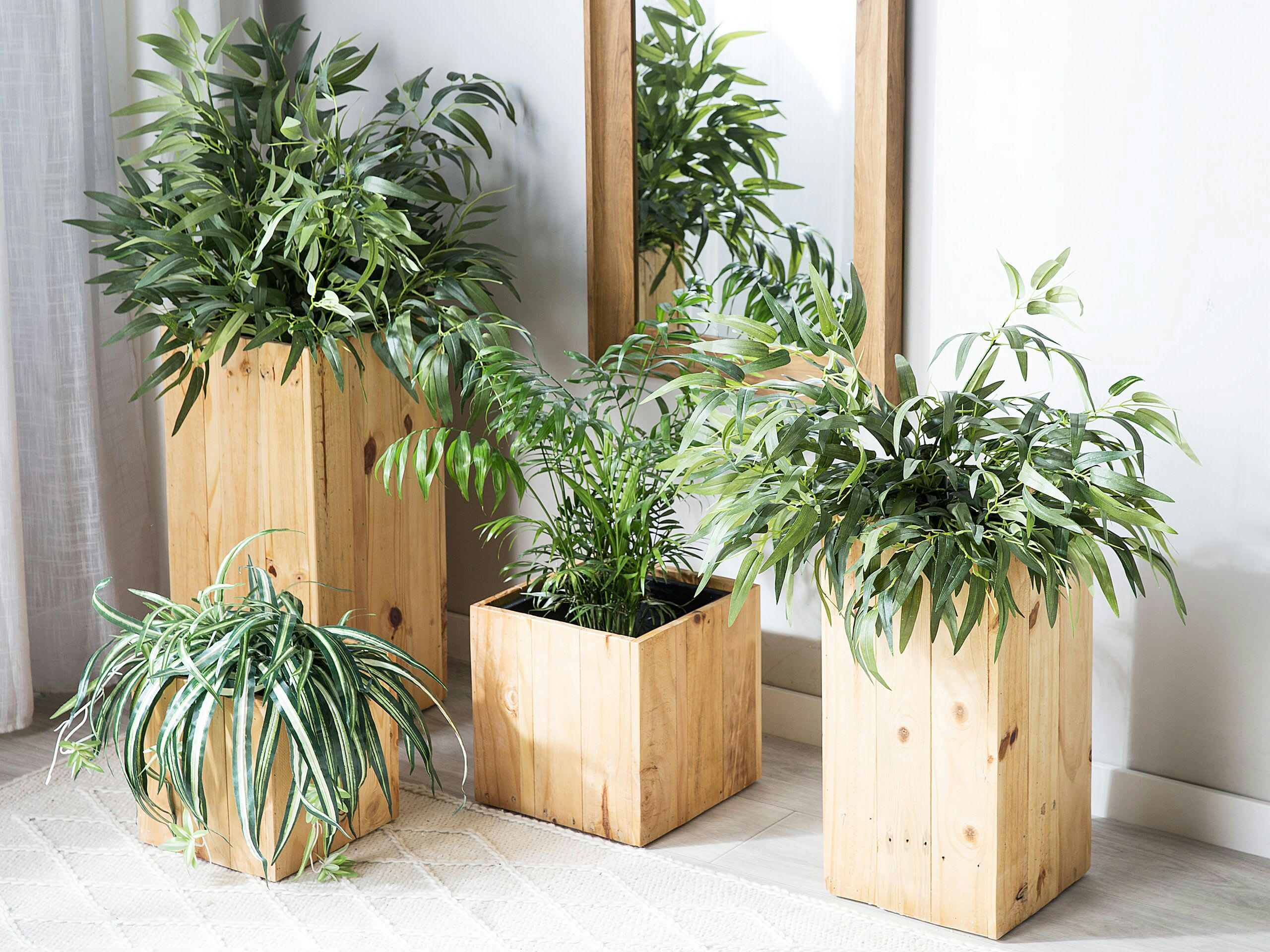 AKRINI - Cache-pot d'extérieur en bois solide bois clair H24