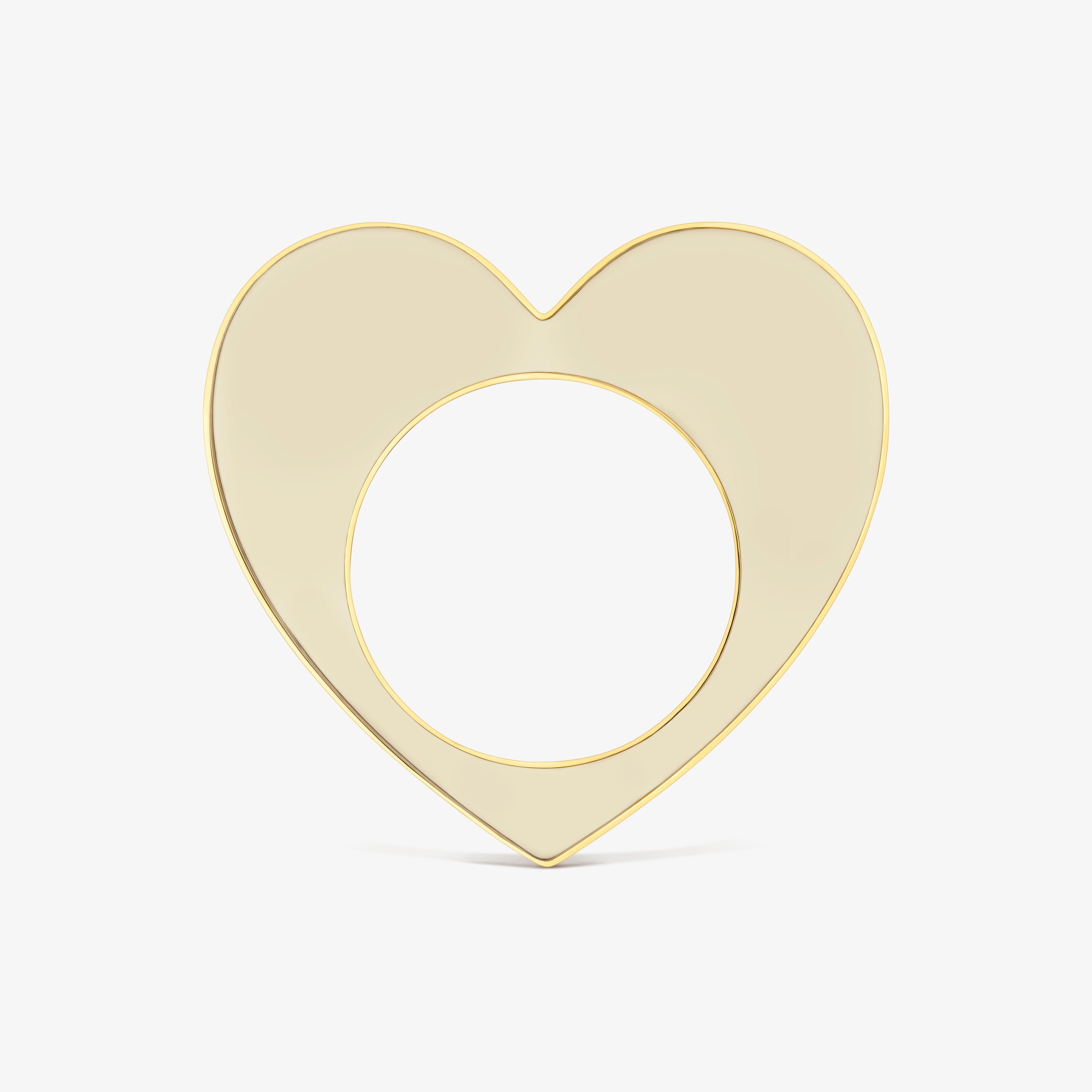 Pulsera esclava corazón de acero dorado y resina blanca Galaxy