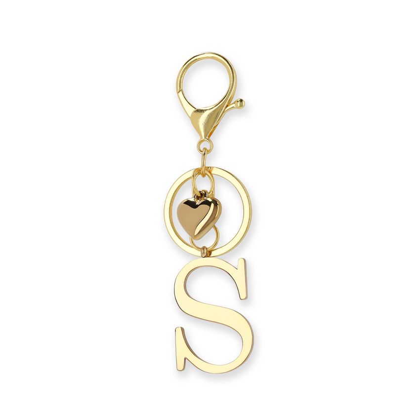 Manfield Goudkleurige bag charm letter S