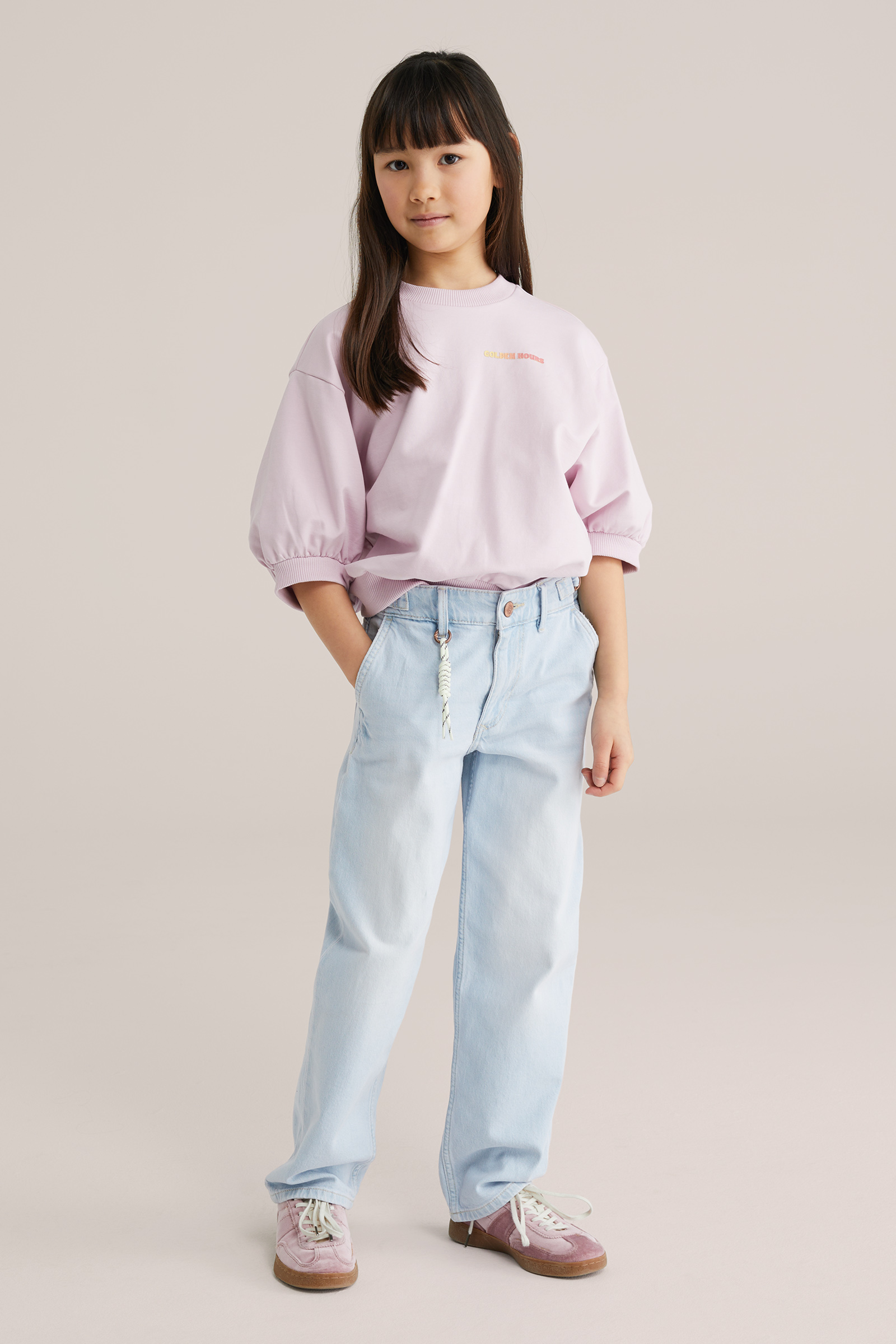 Meisjes oversized sweater met print