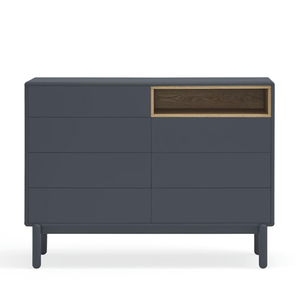 CORVO - Commode 7 tiroirs 1 niche en bois L120xH90cm gris anthracite