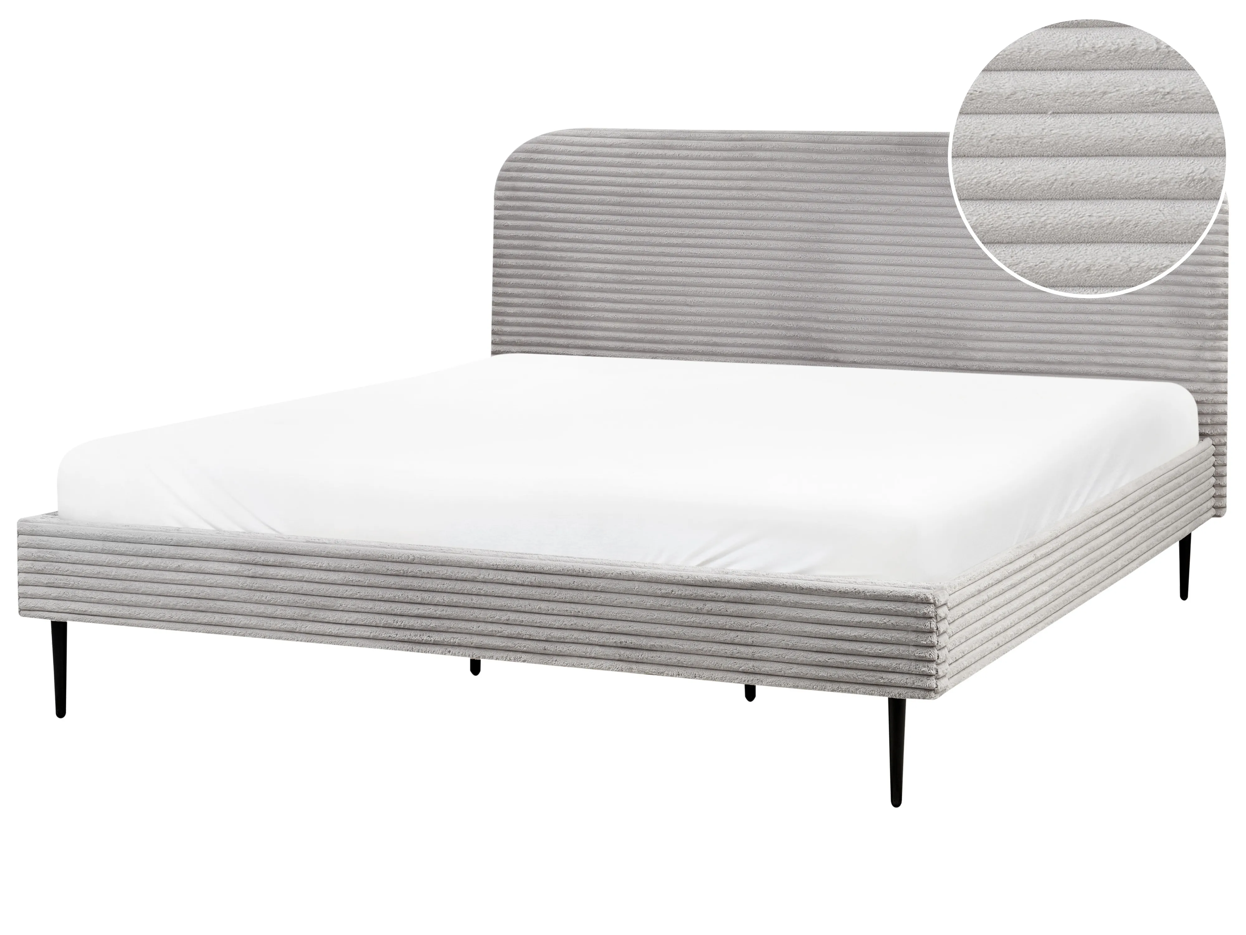 Bed Corduroy FLAYAT 180 x 200 cm (EU Super King) Light Grey