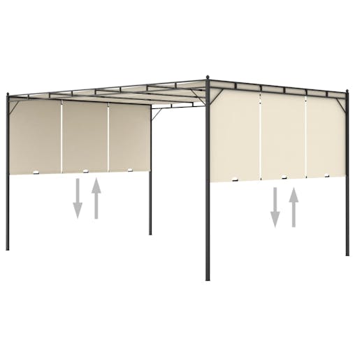 NNEVL Garden Gazebo with Side Curtain 4x3x2.25 m Cream