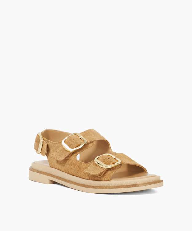 Luckles Sand - Suede Triple Buckle Sandals