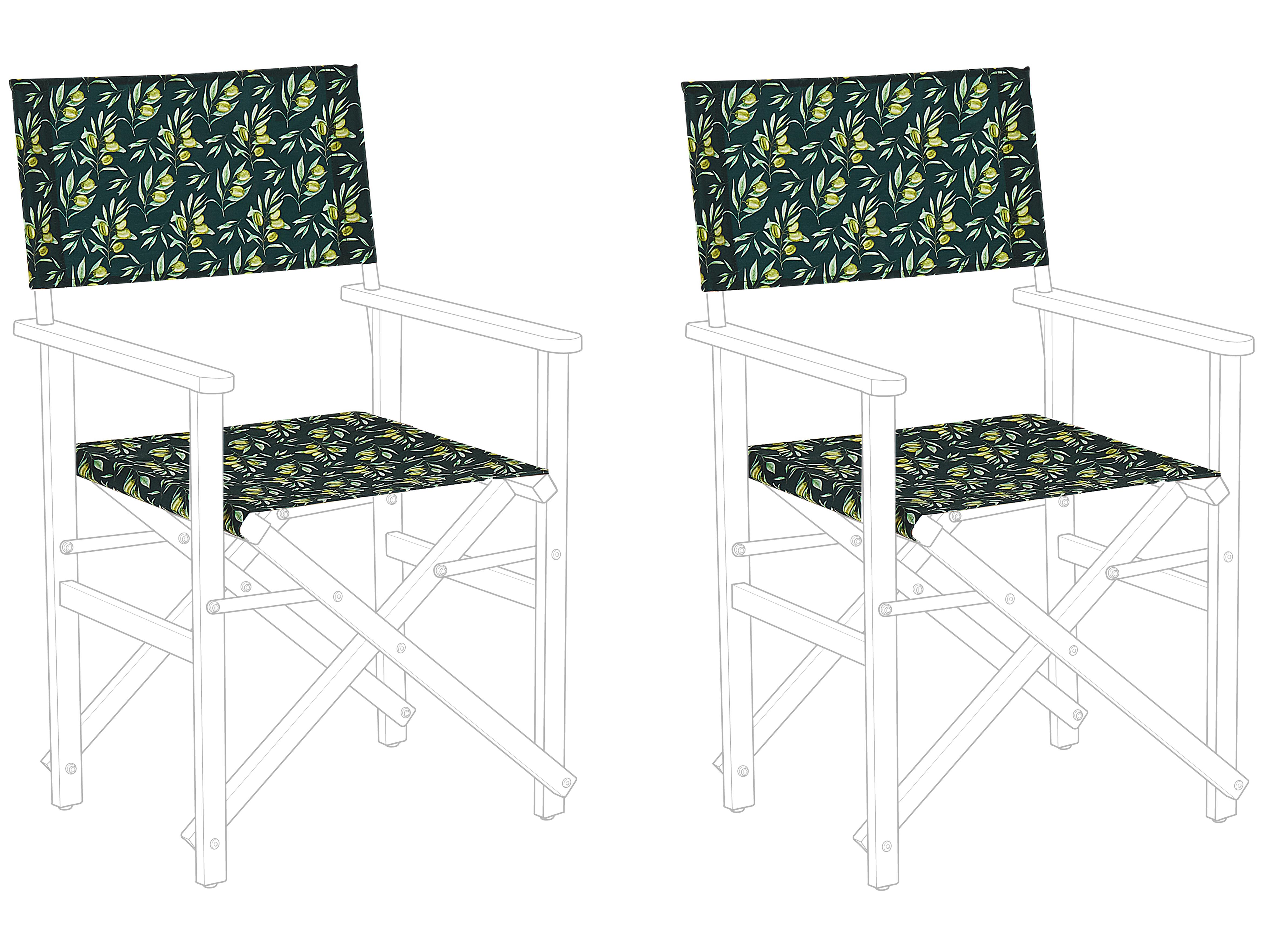 Set of 2 Garden Chair Replacement Fabrics CINE Dark Green
