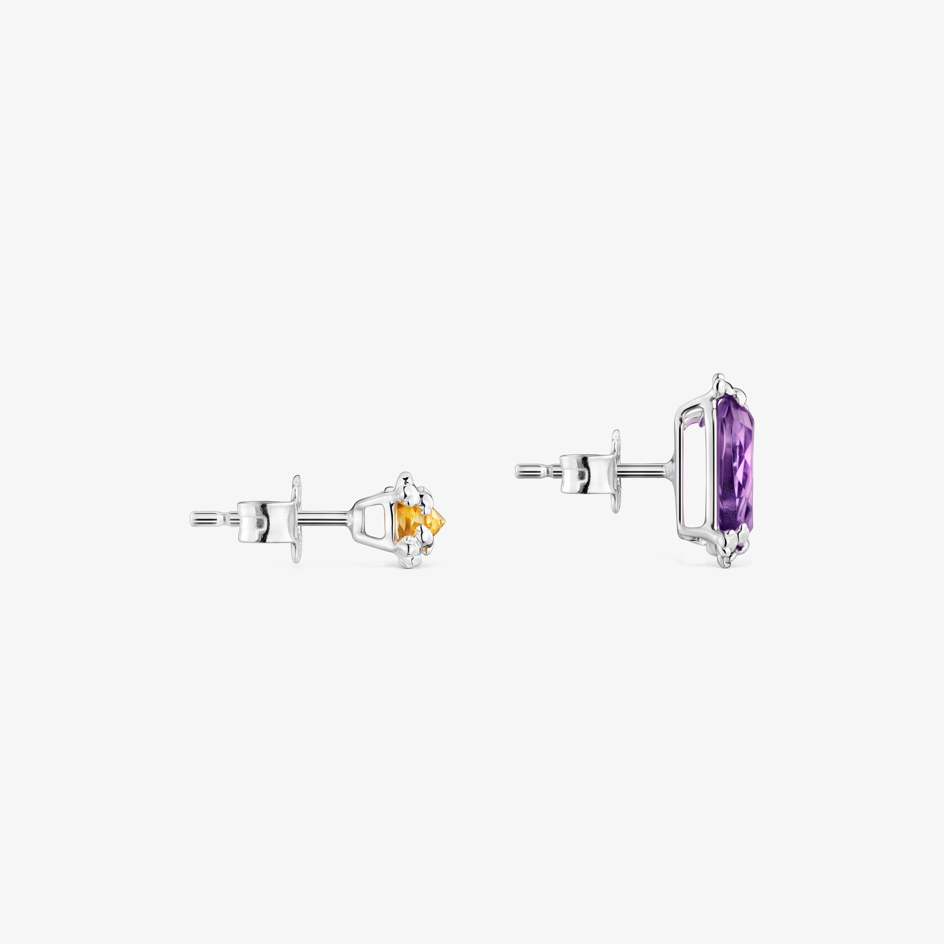 Pack de dos pendientes de plata y gemas Color Pills