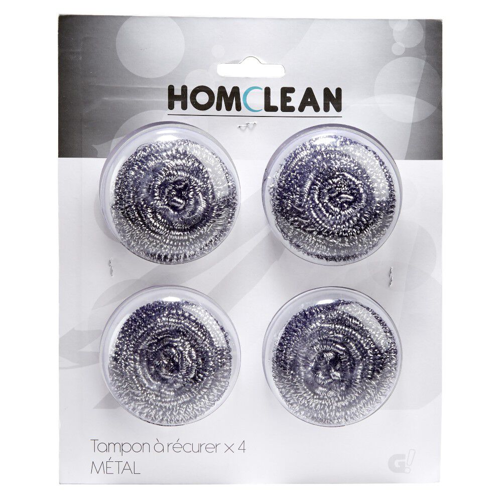 Tampon à récurer boule en inox x 4