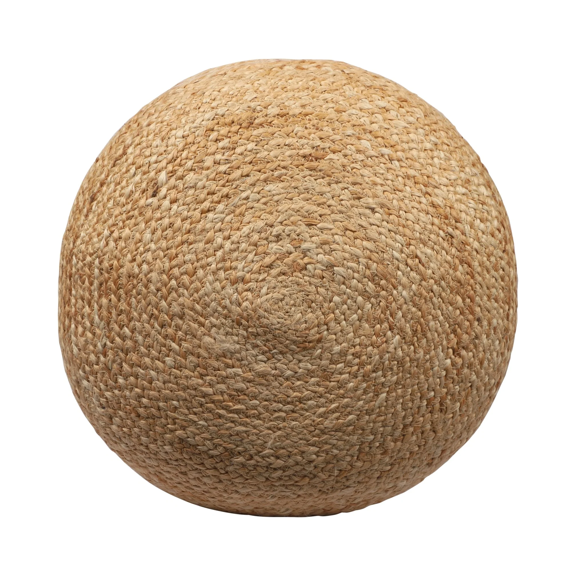 Sevita Natural/Gray Farmhouse Striped Hand-Made Pouf