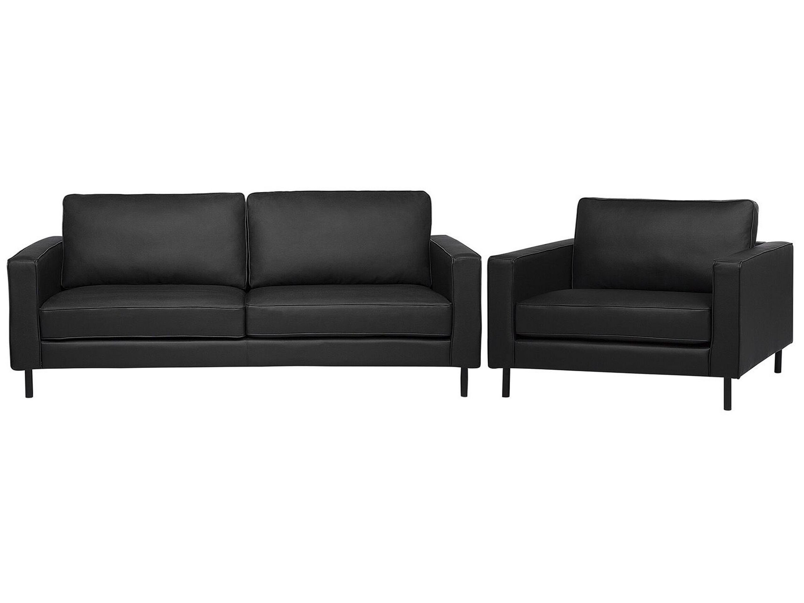 Zestaw wypoczynkowy 4-osobowy sofa i fotel czarny