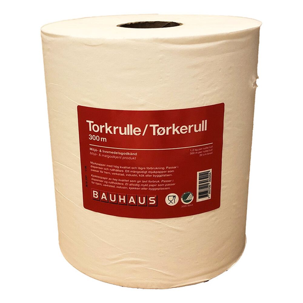 TØRKERULL BAUHAUS NYFIBER HVIT 300M/RULL