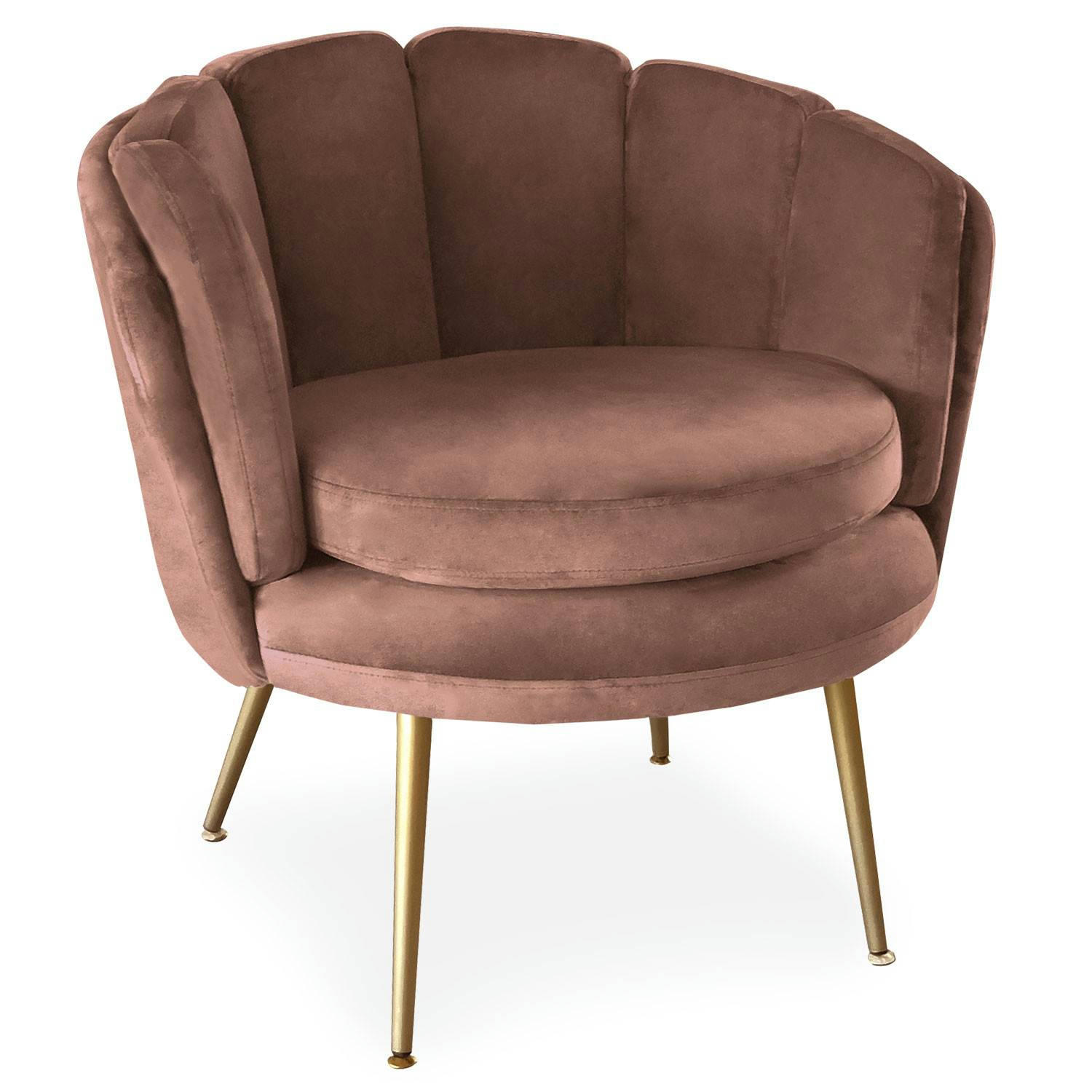 BRENDA - Fauteuil arrondi velours rose