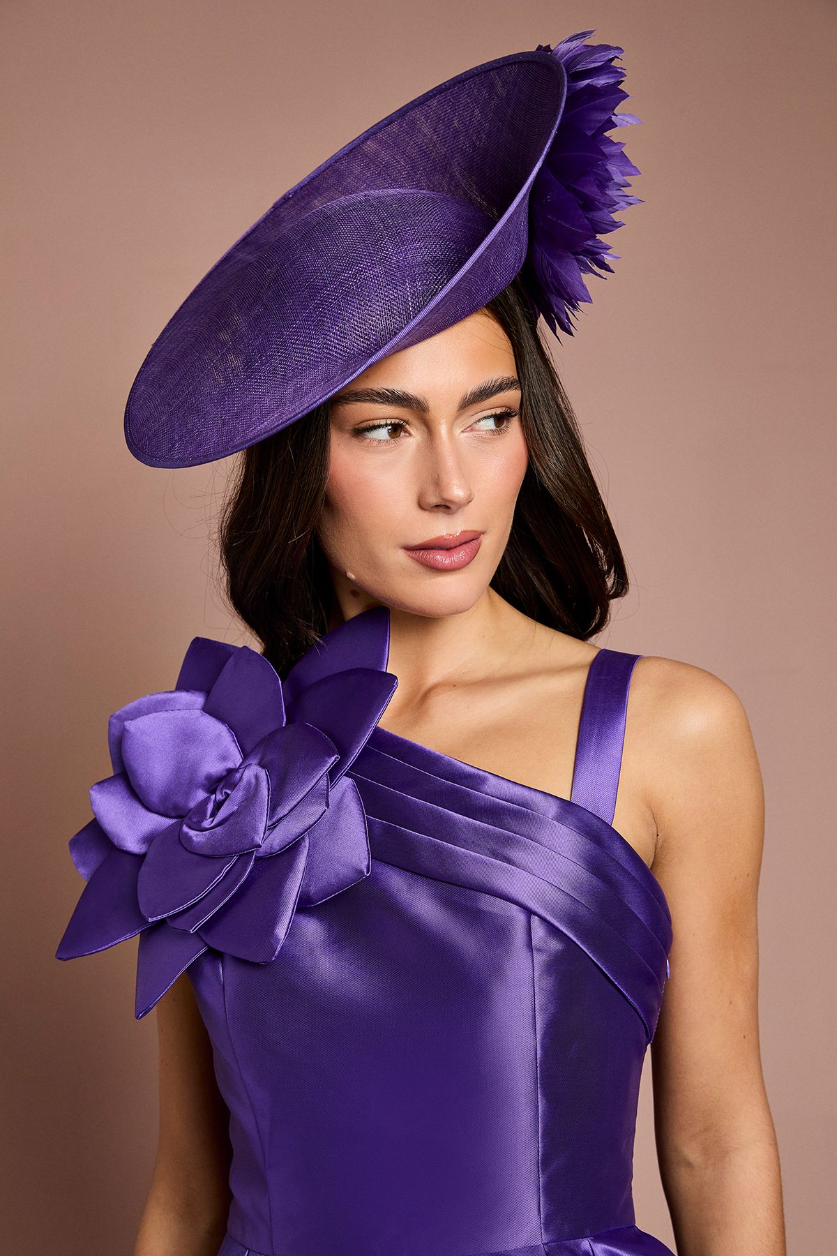 Coast Lisa Tan Side Facing Feather Detail Fascinator