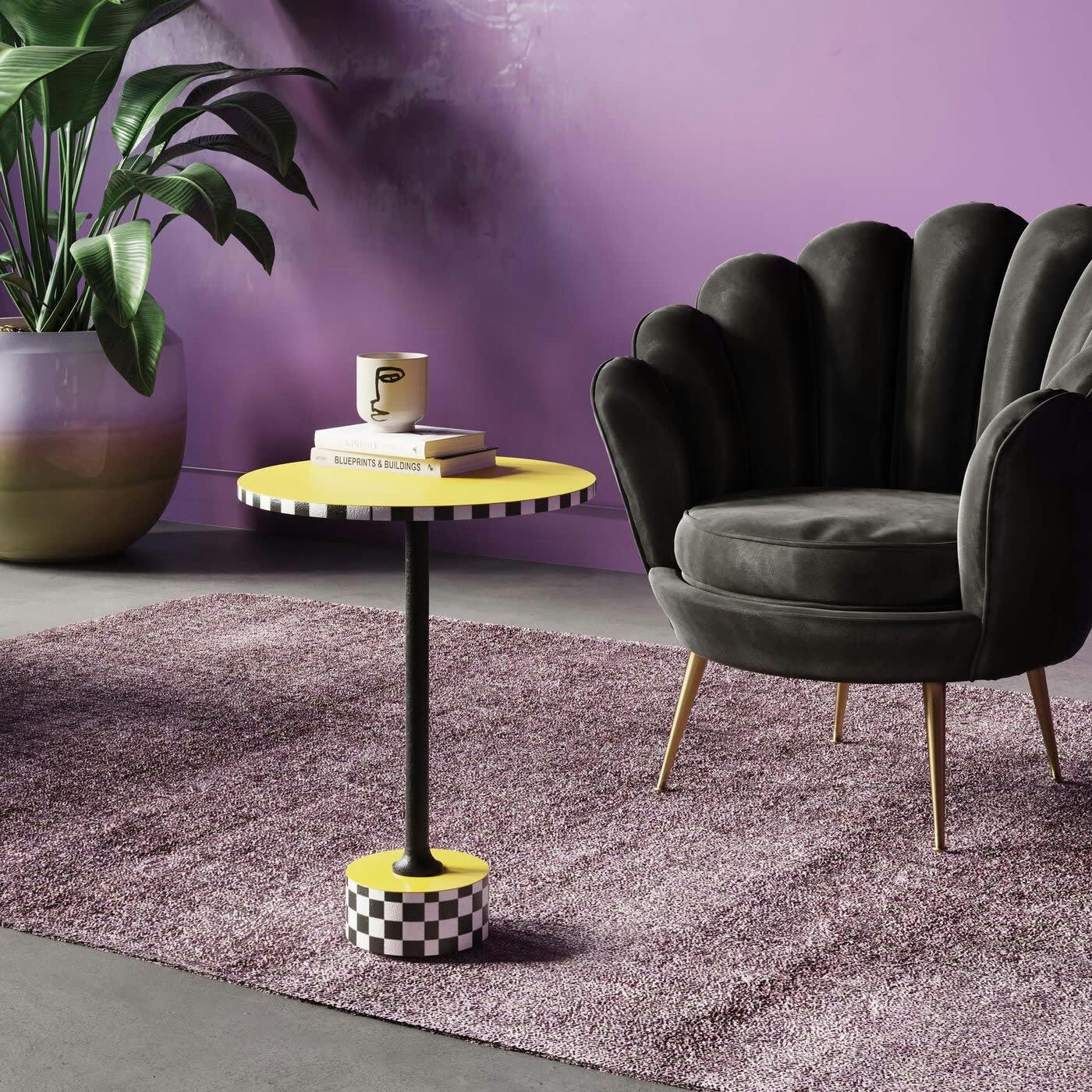 DOMERO - Table d'appoint Domero Checkers 25cm jaune Kare Design