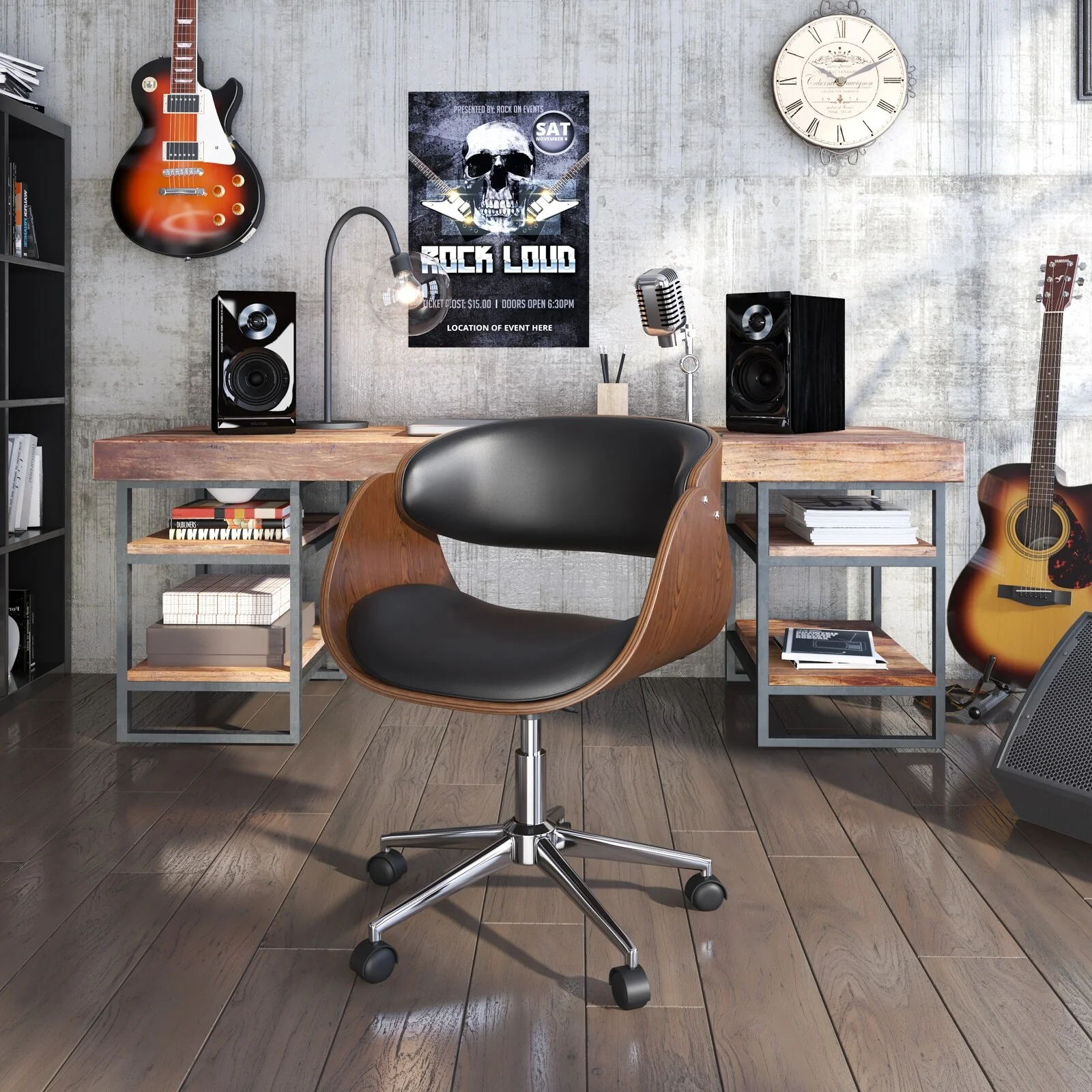 Corvus Mid-century Wood and Metal Adjustable Office Chair