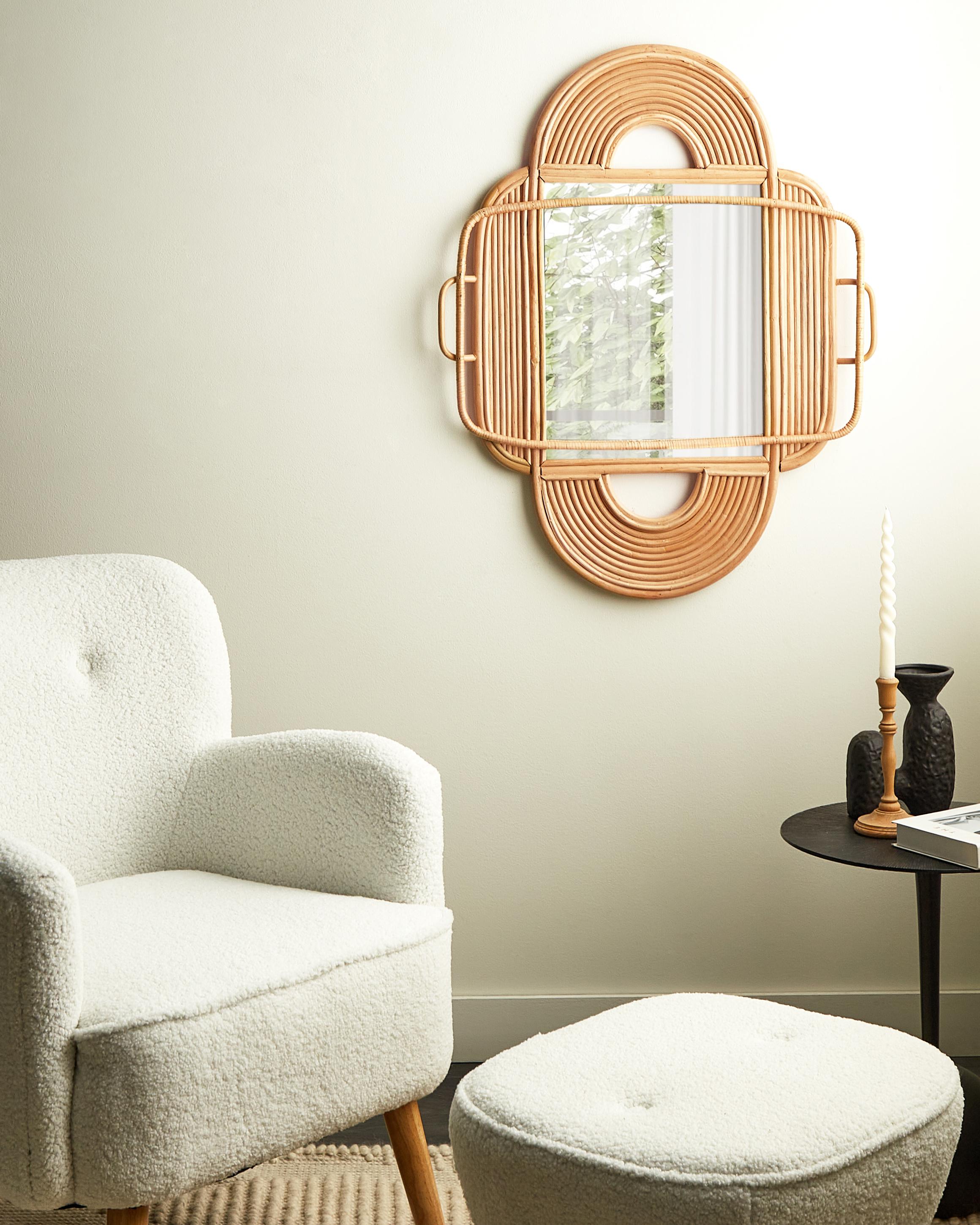 Wall Mirror ALCORN 70 cm 90 cm Rattan Natural