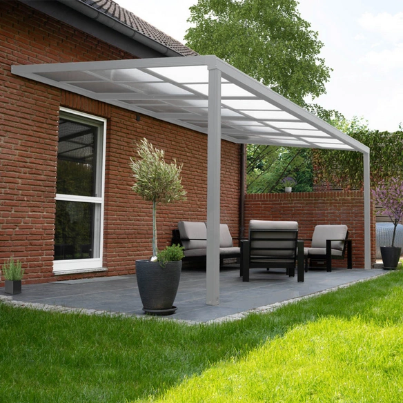 Terrassenüberdachung »SOLIS DELUXE«, 390x295x233/272 cm, Weiß