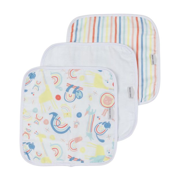 KIT TOALHA DE BOCA 25 CM X 25 CM COM 3 ARCA-ÍRIS