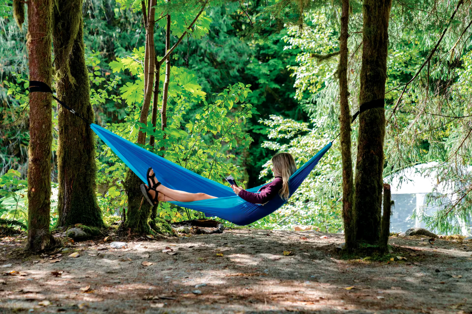 Woods Backpacker Single-Person Nylon  Outdoor Camping Hammock w/ Tree Wraps & Carry Bag