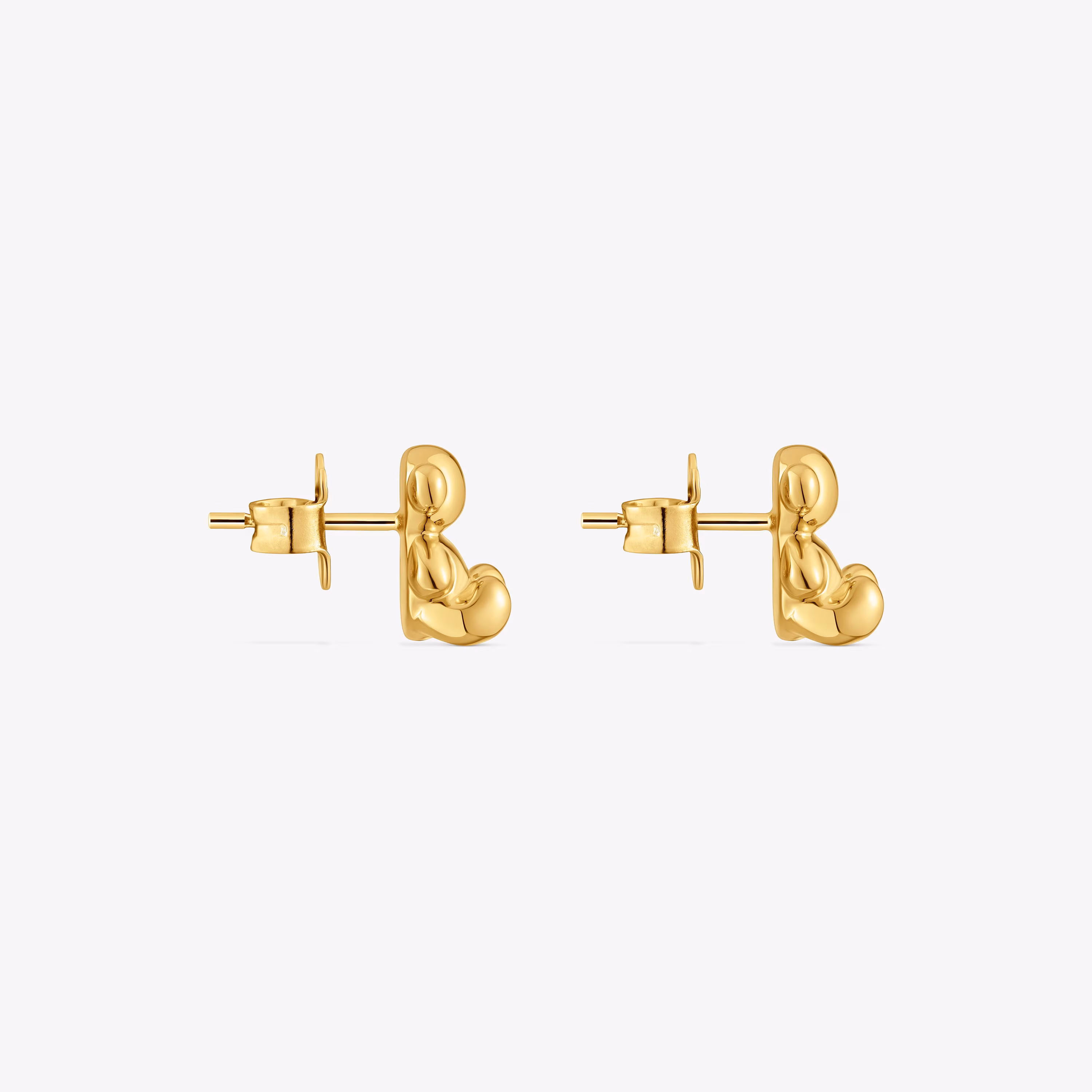 Pendientes oso con baño de oro 18 kt sobre plata 10 mm Bold Bear