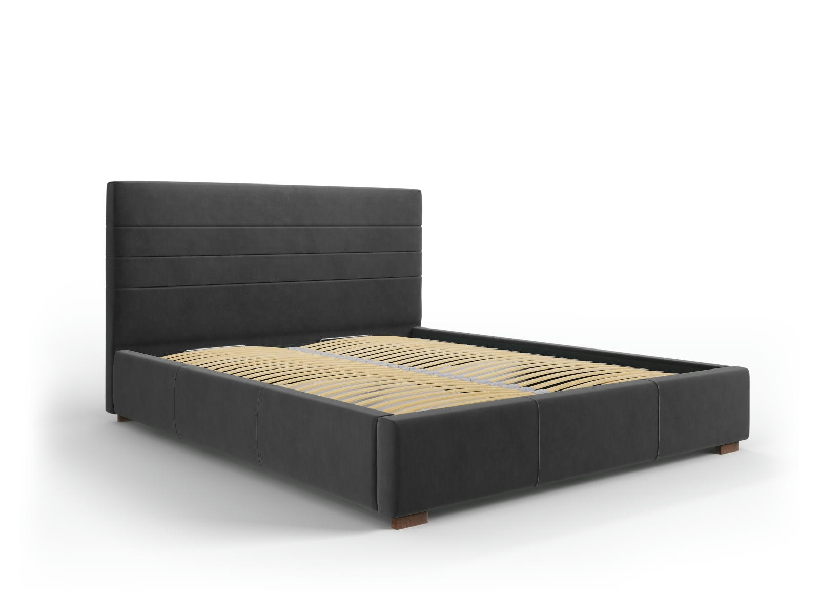 ARANDA - Lit coffre avec tête de lit 180x200 cm en velours gris foncé
