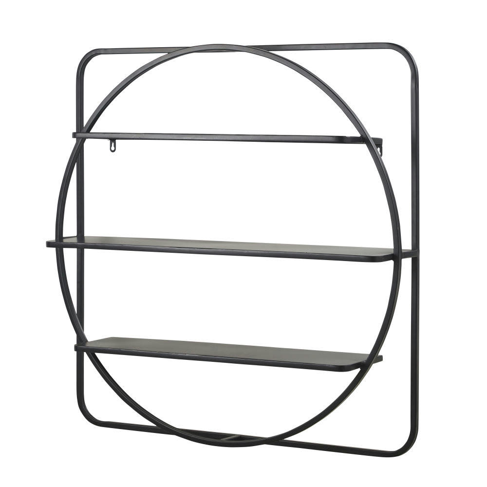 HERMTON - Etagère murale en métal noir