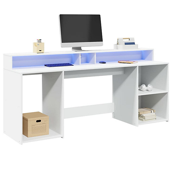 Bureau avec lumières LED blanc 200x55x91 cm bois d'ingénierie vidaXL