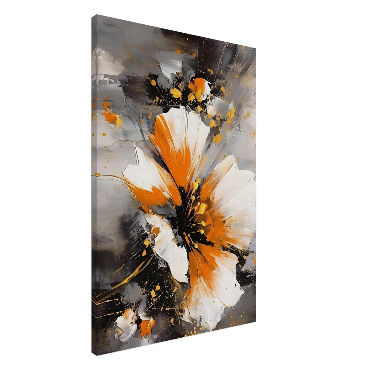 Artfulprints Canvas Abstract floral expression canvas - 60x90 cm - Oranje