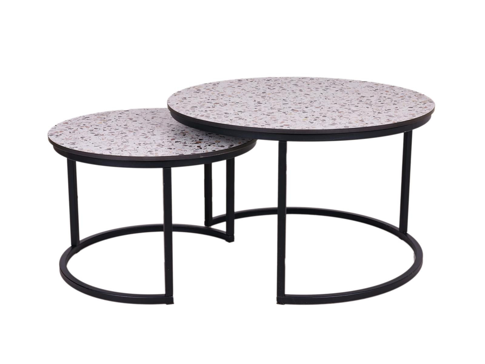 MaximaVida ronde salontafel set Lucca XL 75 en 58 cm - HPL terrazzo look