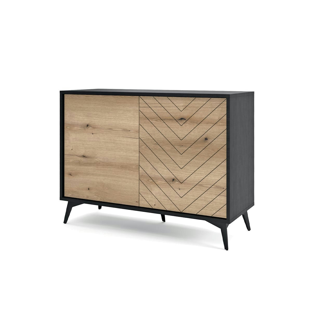 - Buffet 2 portes naturel et noir